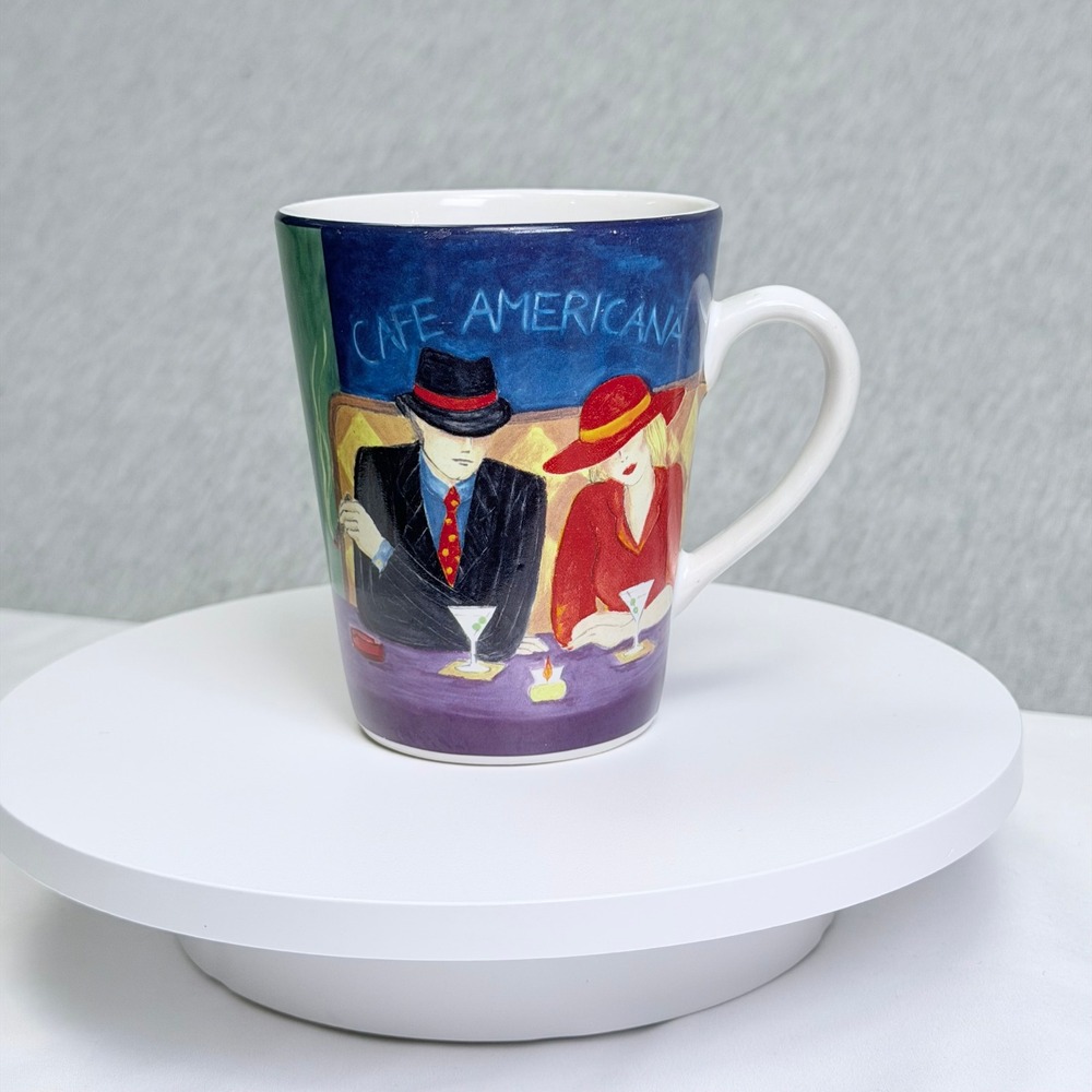 Sango Cafe Americana 98 Coffee Mug Vintage 1998 Art Deco Style Man Woman 4911